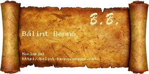 Bálint Bennó névjegykártya